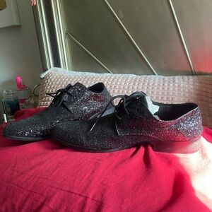 Elegant Black Glitter Oxford Shoes